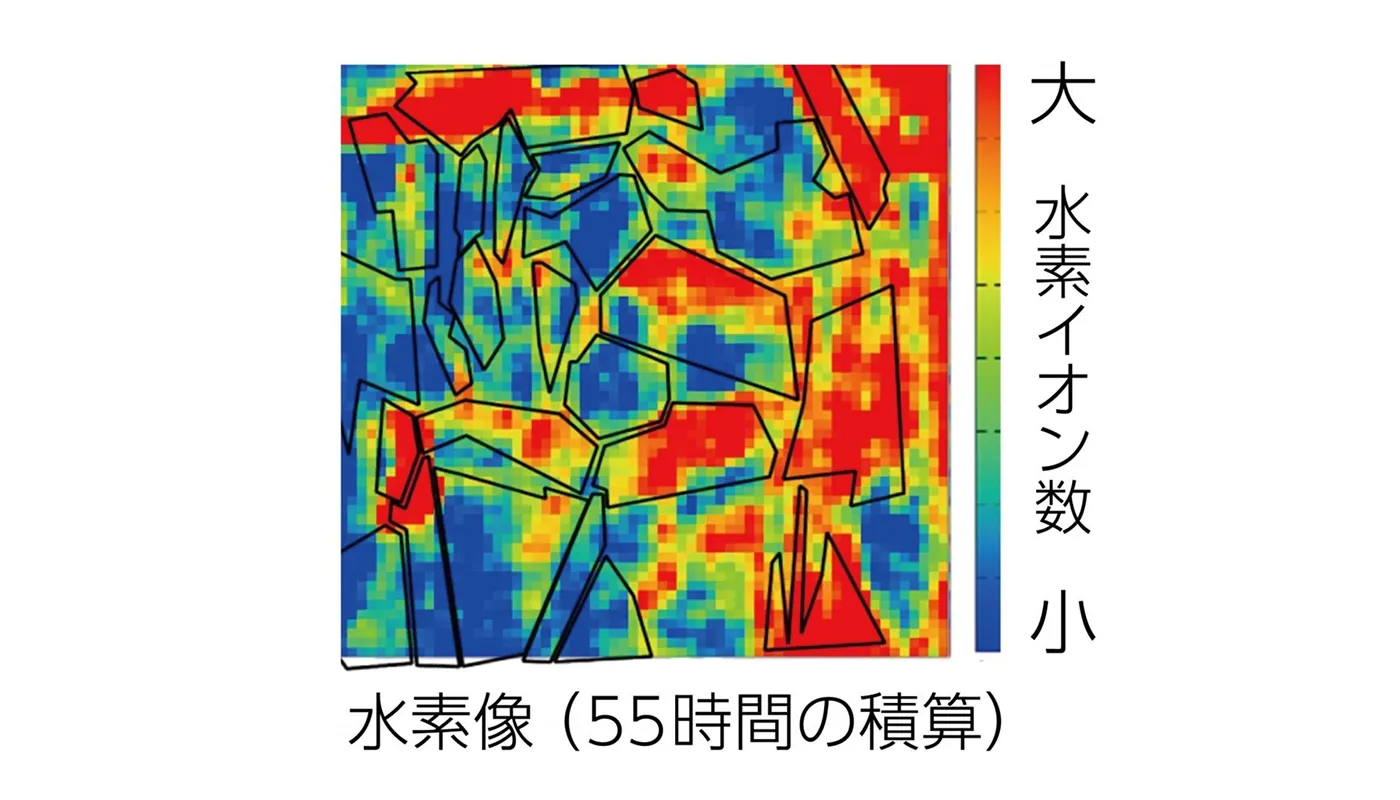 結晶粒界多重点箇所の水素透過経過観察